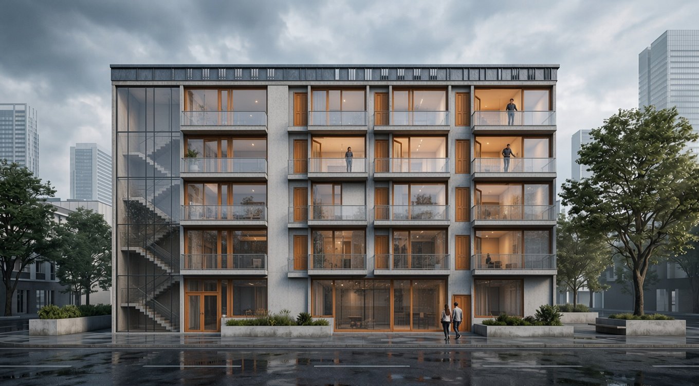 Mixed-purpose development — front elevation