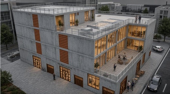 Mixed-purpose development — aerial view